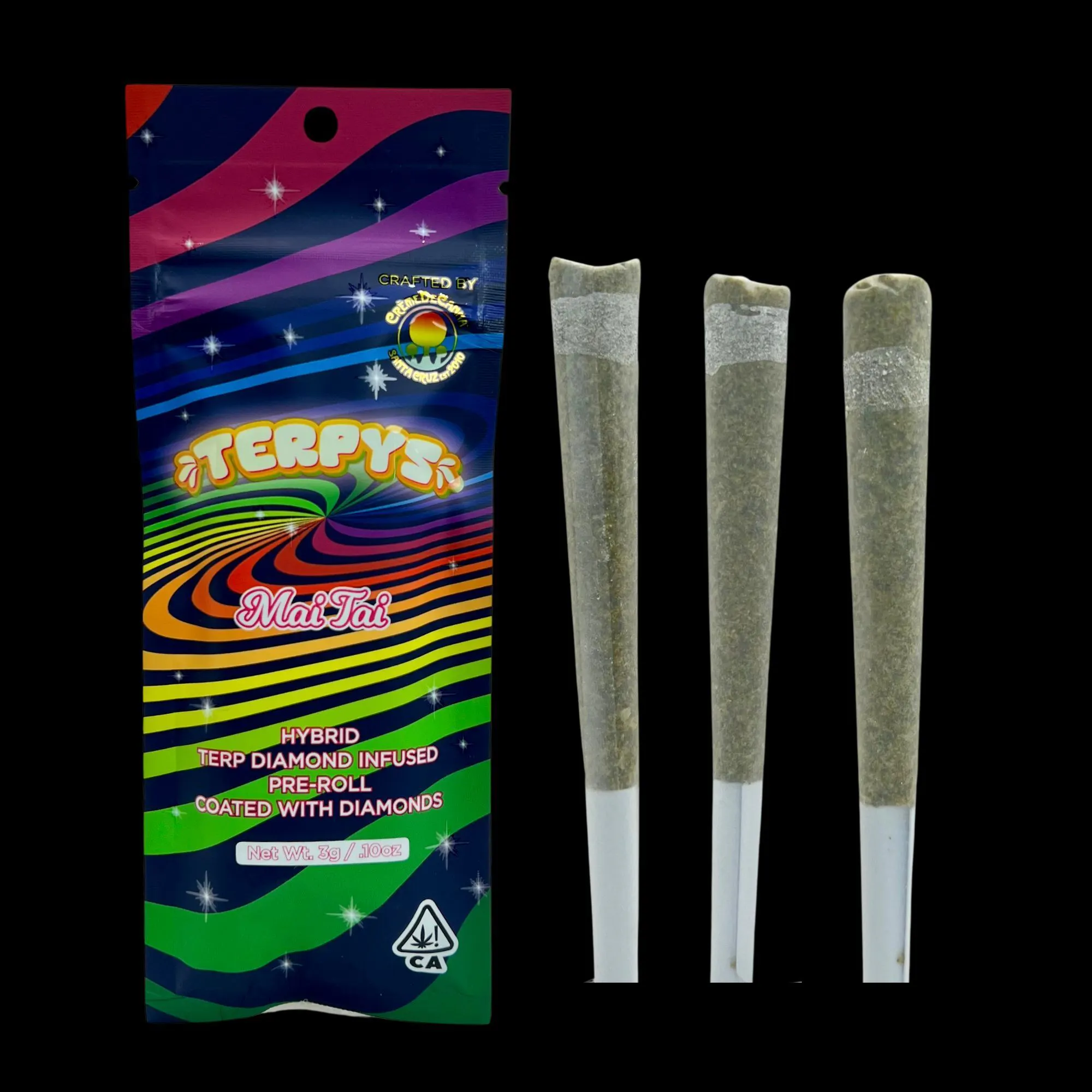 CREME DE CANNA - Creme De Canna Terpy's Infused 3pk Prerolls 3g Mai Tai Main Image