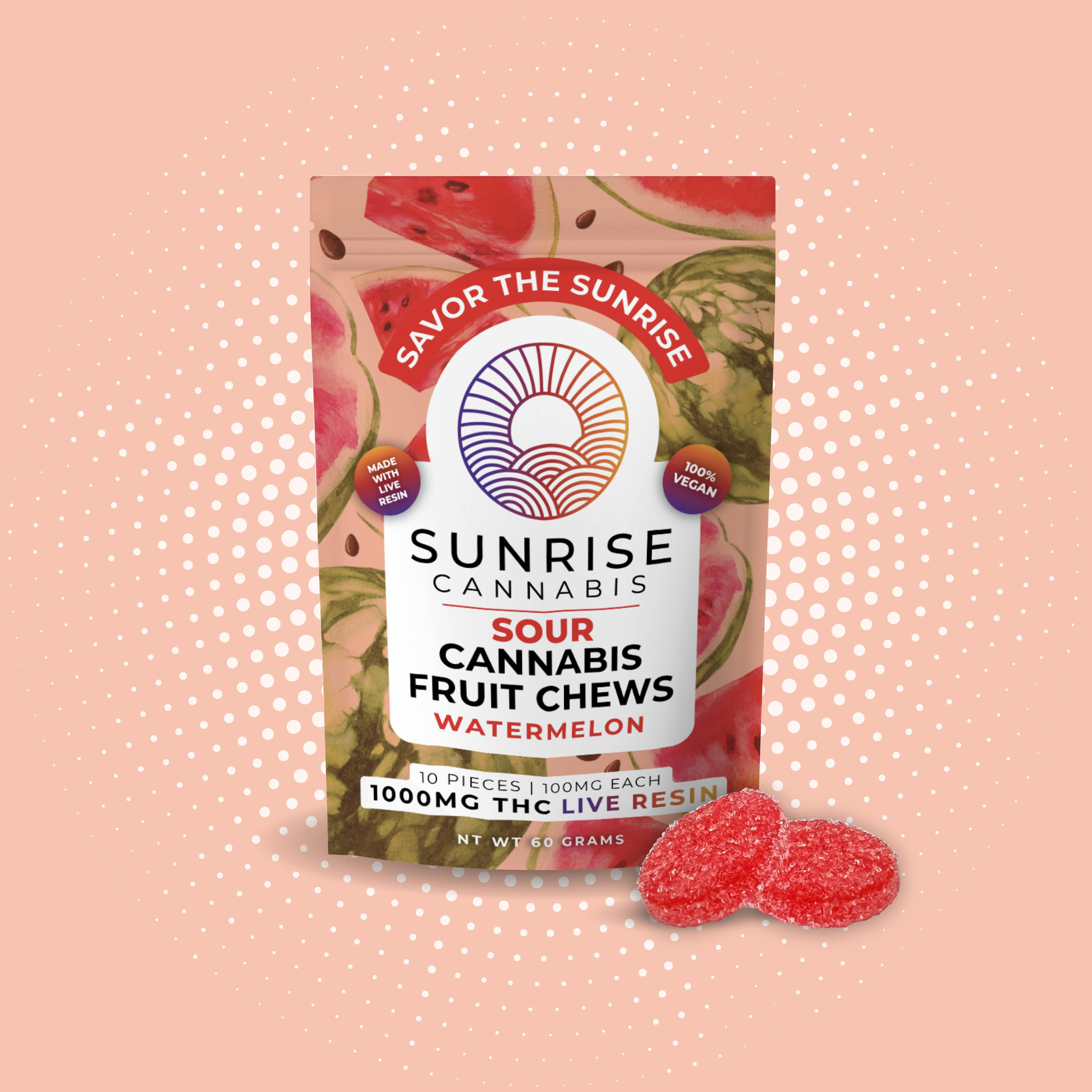 Sour Watermelon - 1000mg THC Live Resin Fruit Chews