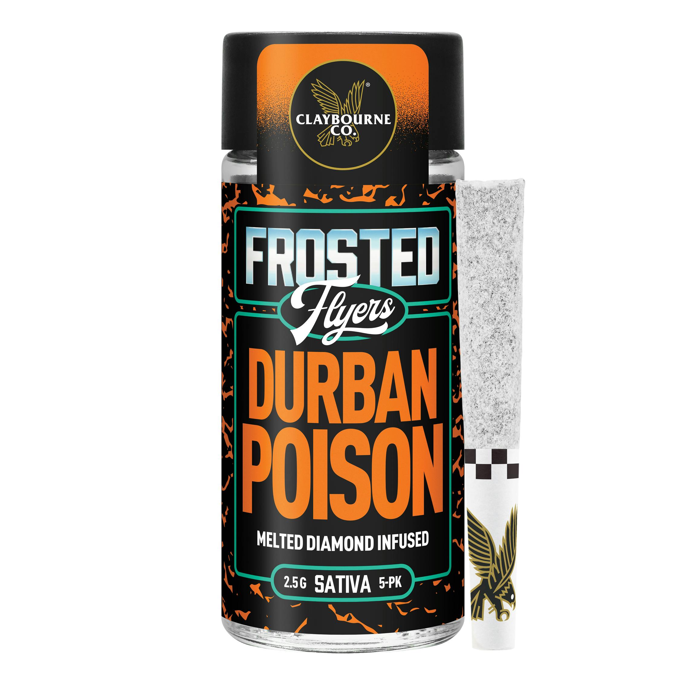 Durban Poison (2.5g) - Diamond Frosted Flyers Pre-Rolls