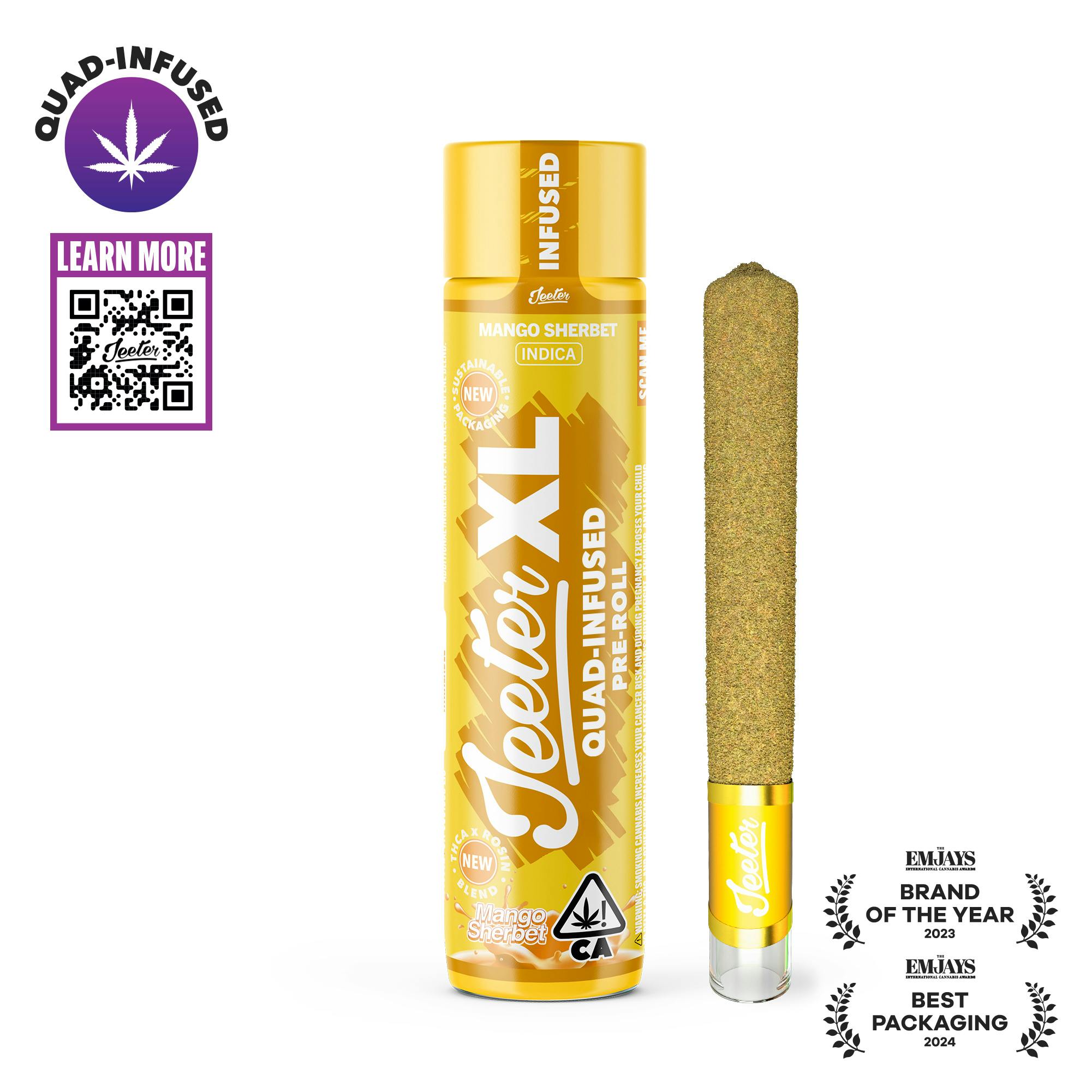 Jeeter Quad Infused XL Preroll 2g Mango Sherbet