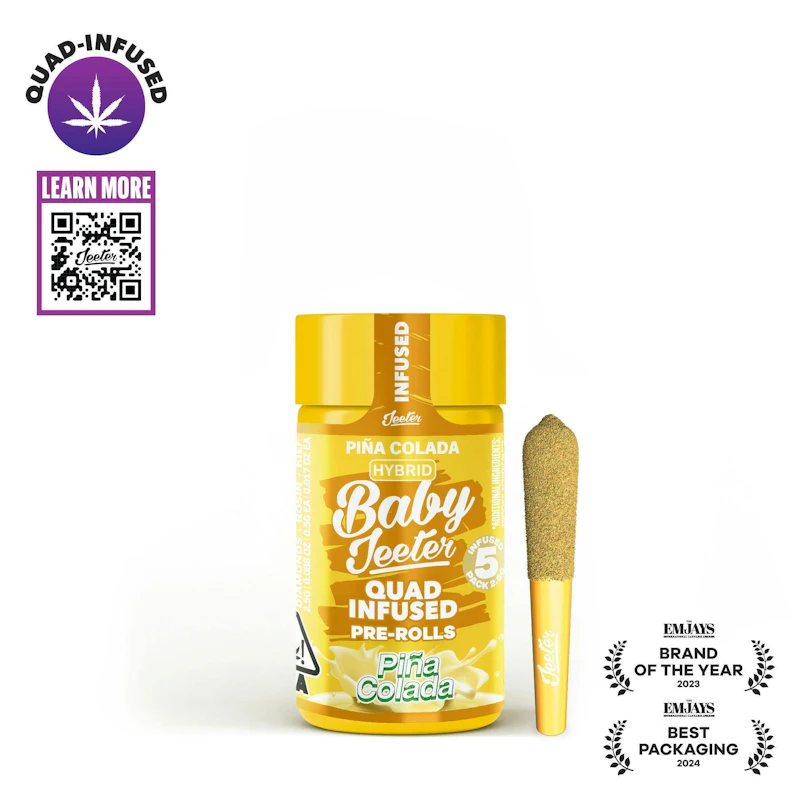 Jeeter Pina Colada · Quad-Infused Minis · 0.5g each · 5pk, Infused Pre-Rolls