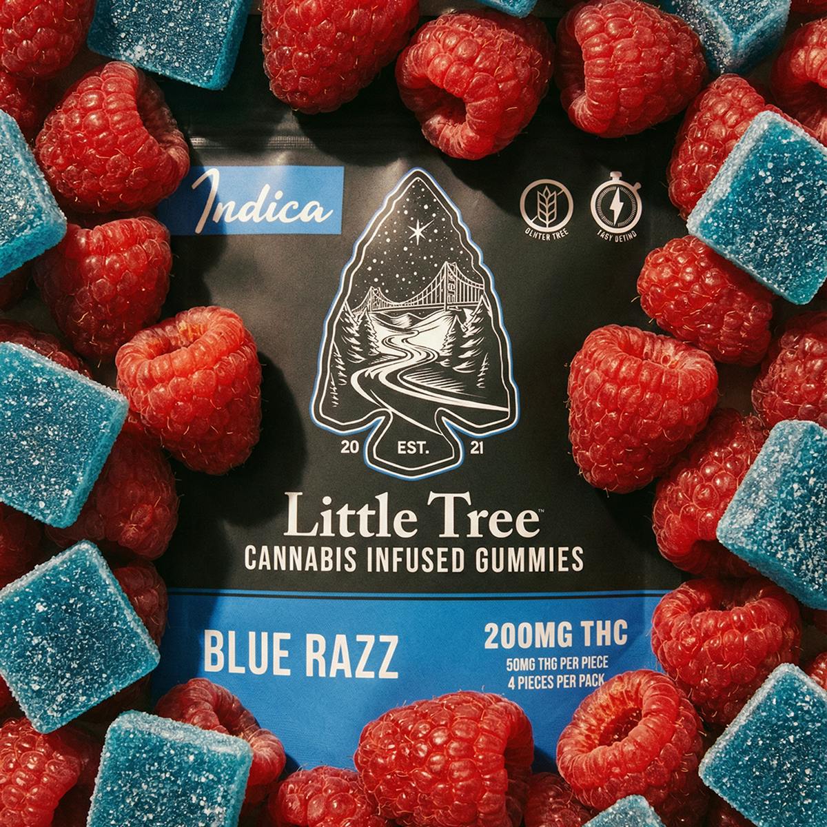 Little Tree Blue Razz Distillate Gummies – 200MG at Burn Cannabis Retail