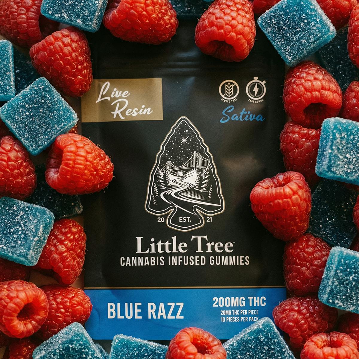 Little Tree Blue Razz Live Resin Gummies – 200MG by Little Tree
