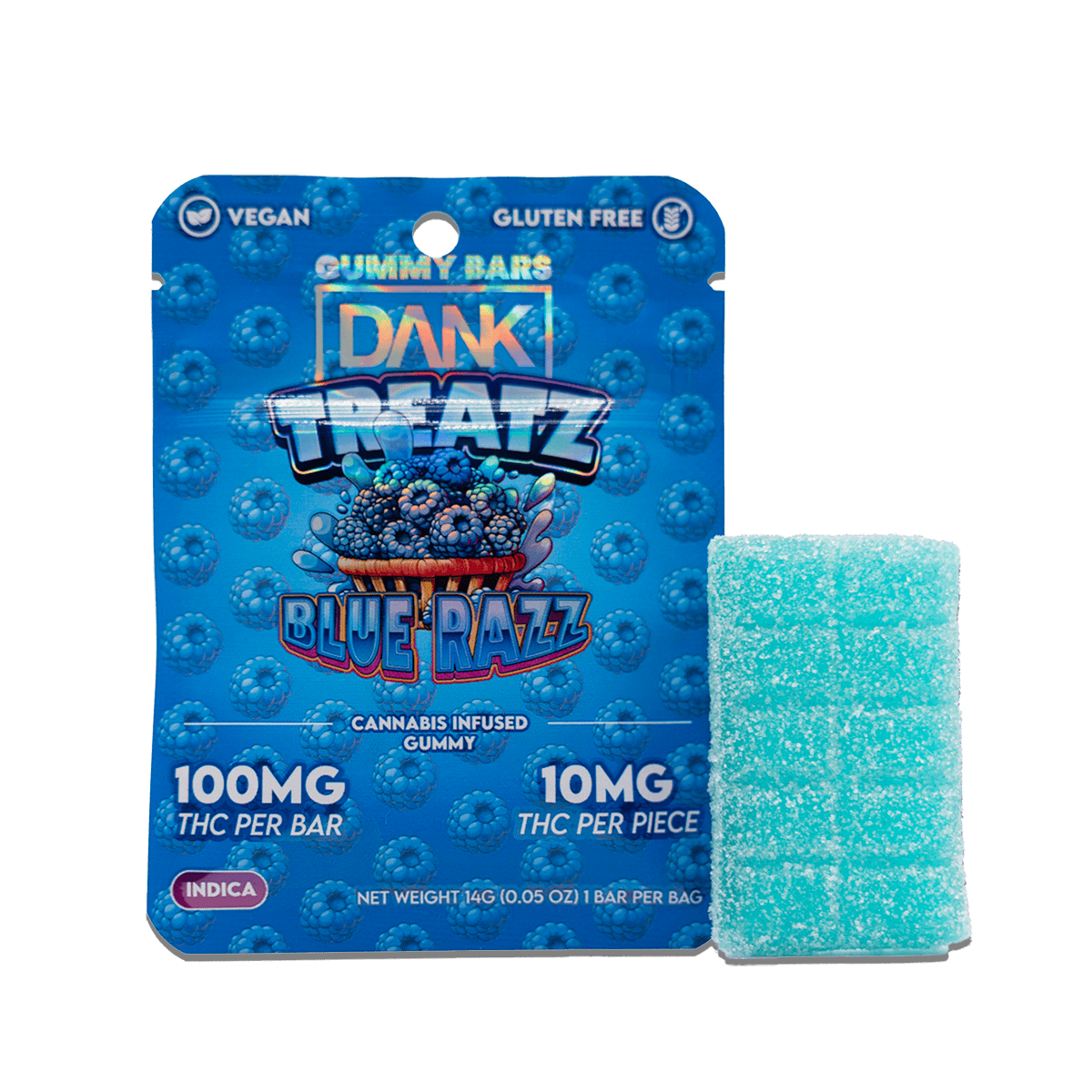 DANK TREATZ BAR - BLUE RAZZ - 100MG GUMMY BAR