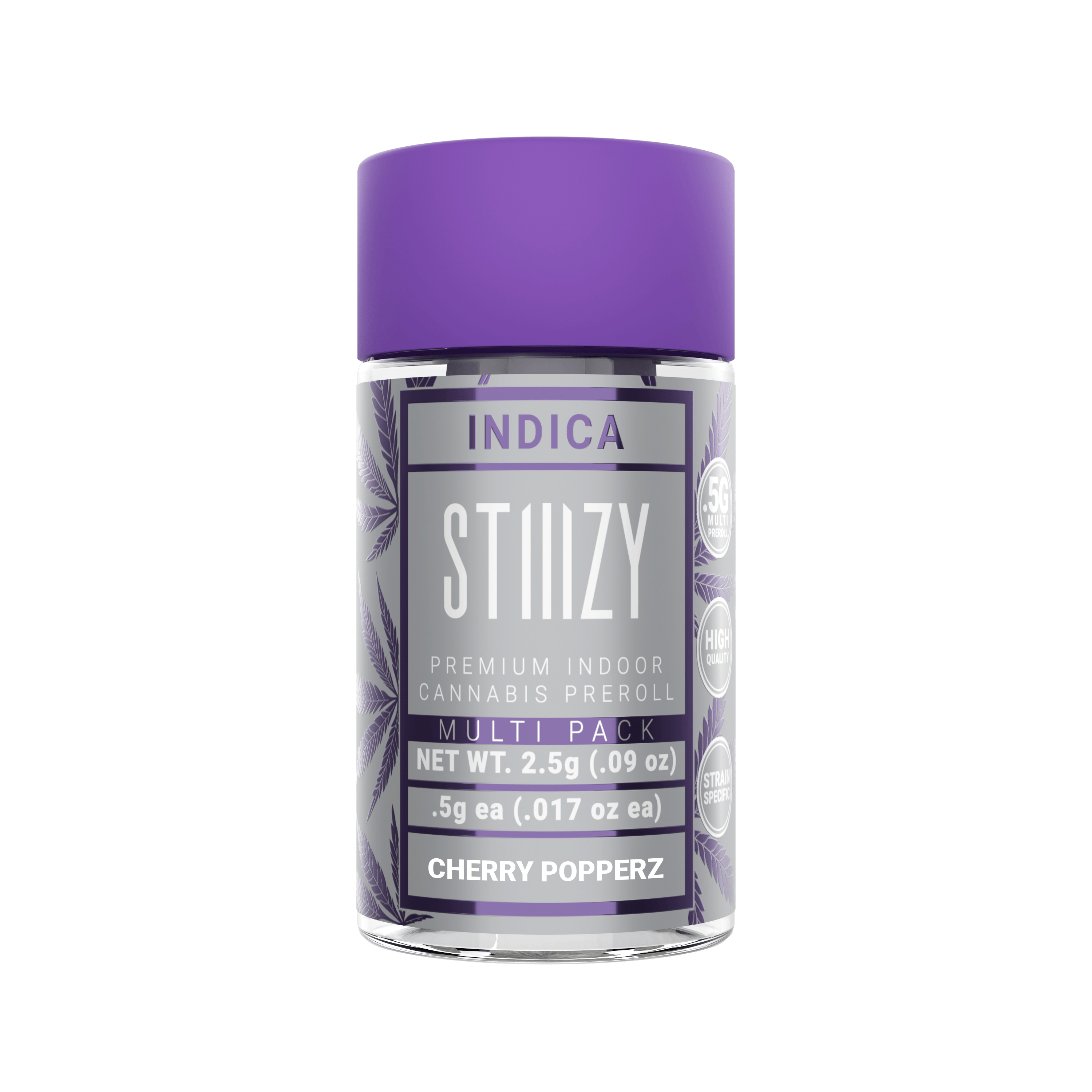 STIIIZY - CHERRY POPPERZ - .5G Naked Preroll 5 Pack — Pre-Rolls