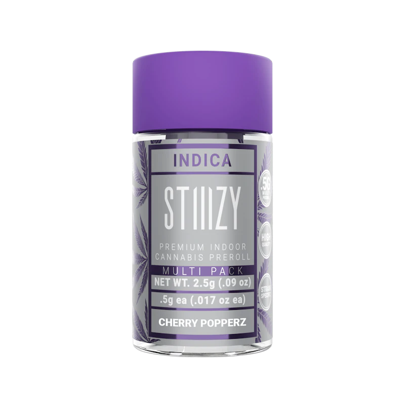 STIIIZY - CHERRY POPPERZ - .5G Naked Preroll 5 Pack, Pre-Rolls