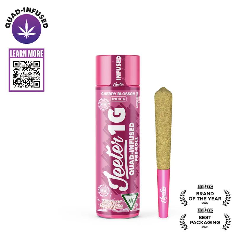 Jeeter Cherry Blossom · Quad-Infused Joint · 1g, Infused Pre-Rolls