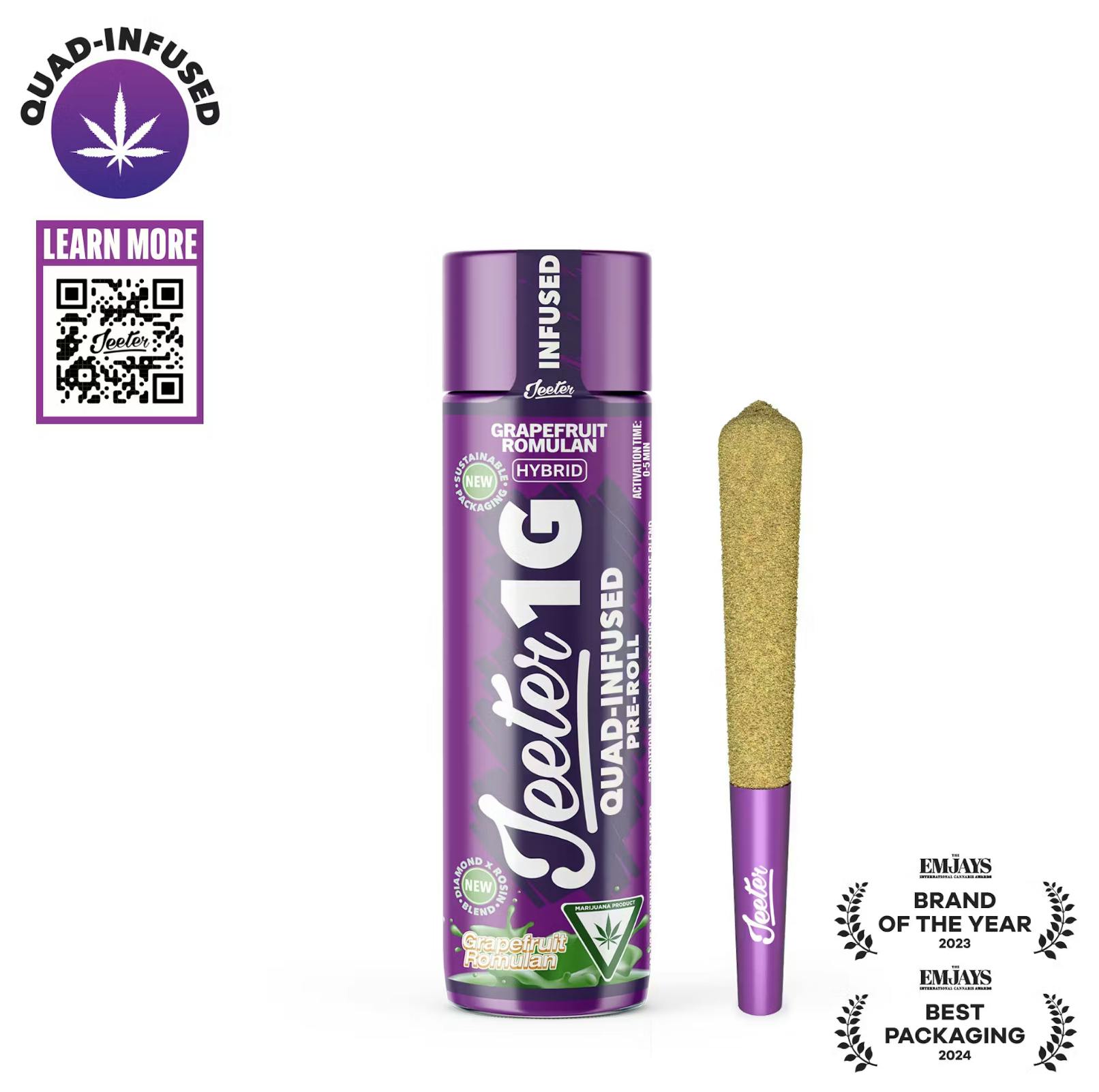 Jeeter | Grapefruit Romulan | Quad-Infused Joint | 1g