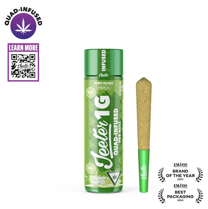 Jeeter Kiwi Kush · Quad-Infused Joint · 1g, Infused Pre-Rolls