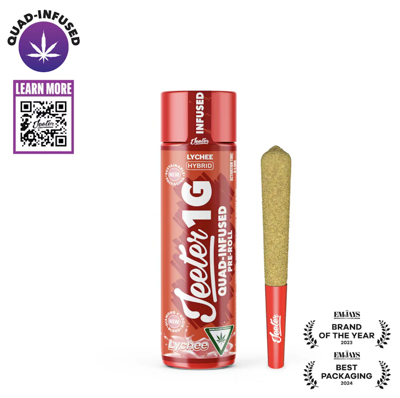 Jeeter Lychee · Quad-Infused Joint · 1g, Infused Pre-Rolls