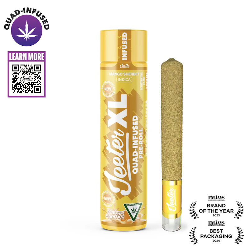 Jeeter Mango Sherbet · XL Quad-Infused Joint · 2g, Infused Pre-Rolls
