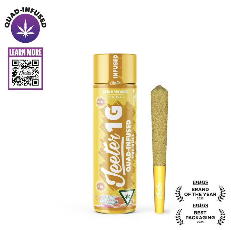 Jeeter Maui Wowie · Quad-Infused Joint · 1g, Infused Pre-Rolls