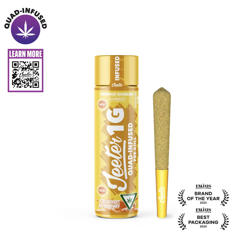 Jeeter Orange Daiquiri · Quad-Infused Joint · 1g, Infused Pre-Rolls