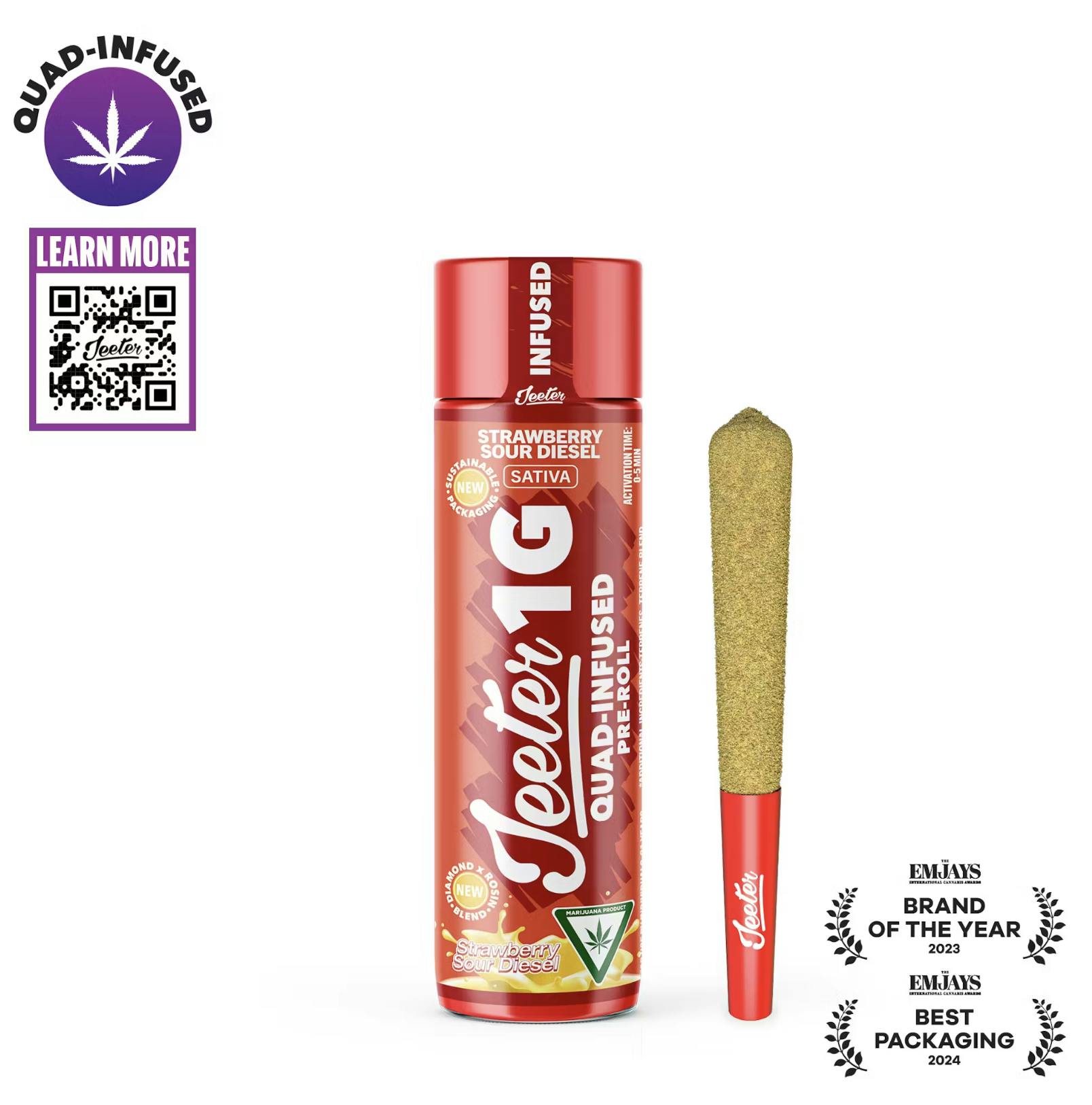 Jeeter | Strawberry Sour Diesel | Quad-Infused Joint | 1g