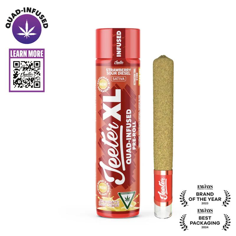 Jeeter Strawberry Sour Diesel · XL Quad-Infused Joint · 2g, Infused Pre-Rolls