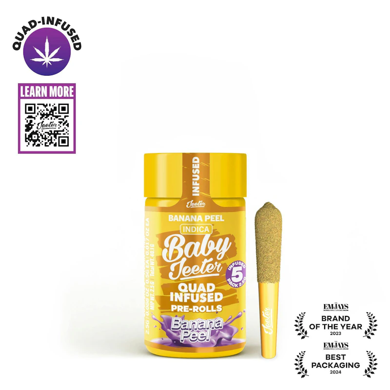 Jeeter Banana Peel · Quad-Infused Minis · 0.5g each · 5pk, Infused Pre-Rolls