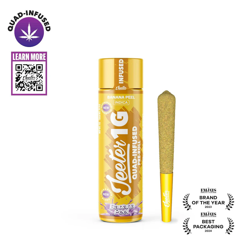 Jeeter Banana Peel · Quad-Infused Joint · 1g, Infused Pre-Rolls