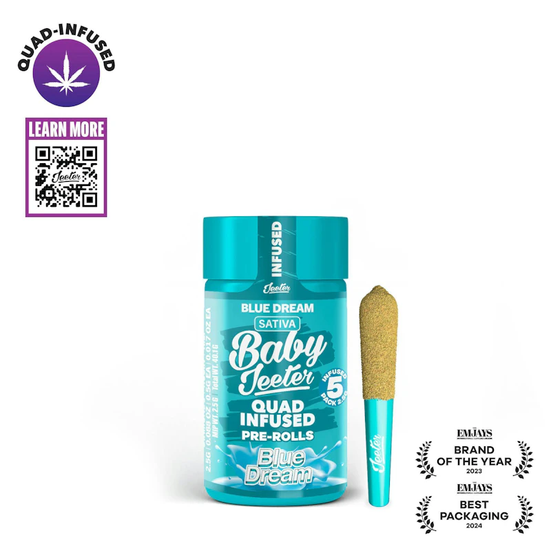 Jeeter Blue Dream · Quad-Infused Minis · 0.5g each · 5pk, Infused Pre-Rolls