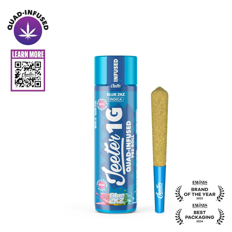 Jeeter Blue ZKZ · Quad-Infused Joint · 1g, Infused Pre-Rolls