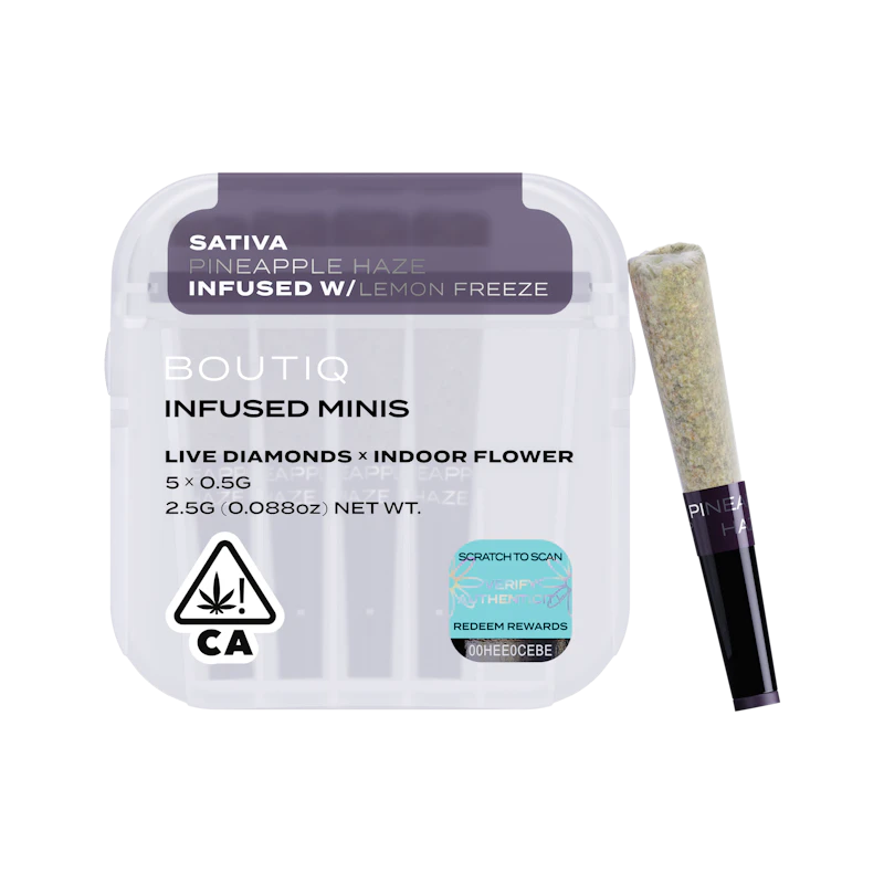 Boutiq Pineapple Haze x Lemon Freeze Diamonds · Infused Minis · 5pk, Infused Pre-Rolls