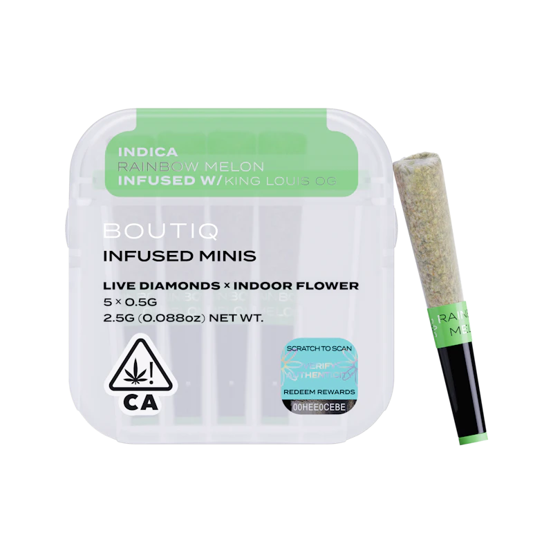 Boutiq Rainbow Melon x King Louis OG Diamonds · Infused Minis · 5pk, Infused Pre-Rolls
