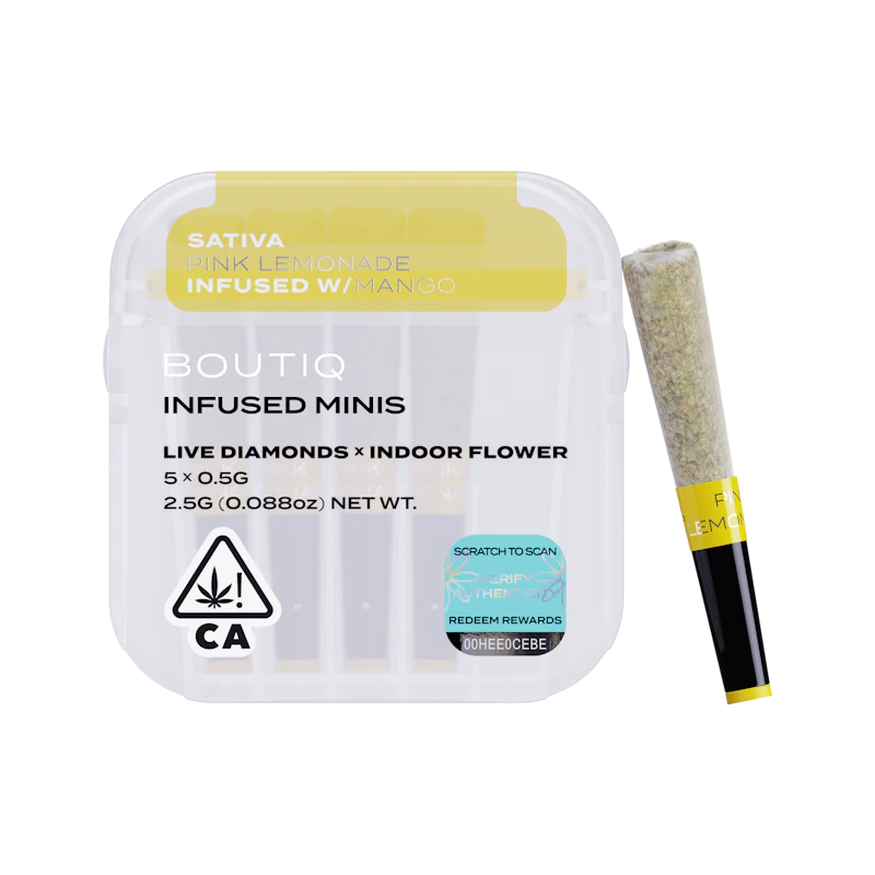 Boutiq Pink Lemonade x Mango Diamonds · Infused Minis · 5pk, Infused Pre-Rolls