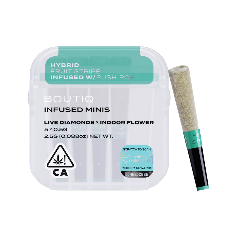 Boutiq Fruit Stripe x Push Pop Diamonds · Infused Minis · 5pk, Infused Pre-Rolls