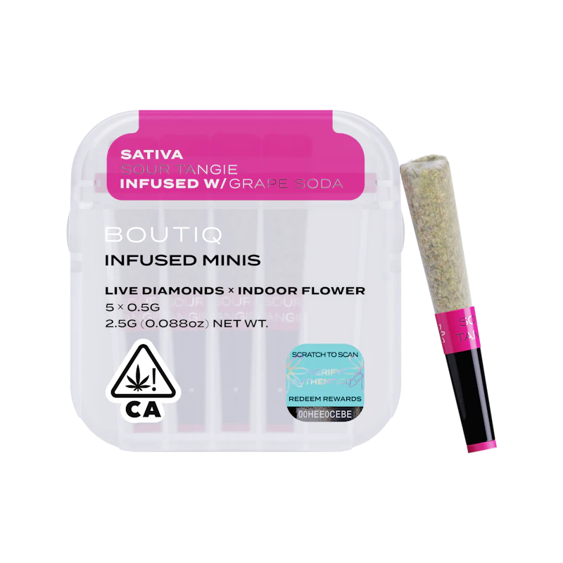 Boutiq Sour Tangie x Grape Soda Diamonds · Infused Minis · 5pk, Infused Pre-Rolls