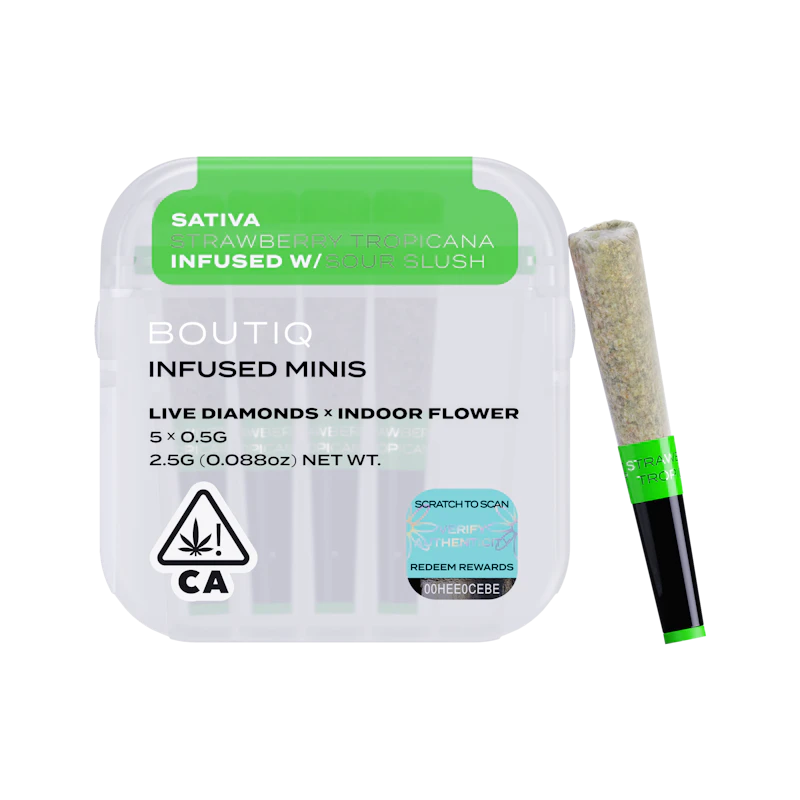 Boutiq Strawberry Tropicana x Sour Slush Diamonds · Infused Minis · 5pk, Infused Pre-Rolls