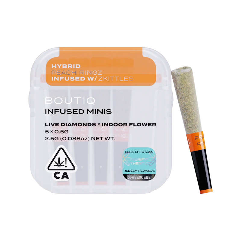 Boutiq Peach Ringz x Zkittles Diamonds · Infused Minis · 5pk, Infused Pre-Rolls