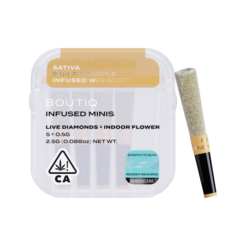 Boutiq Pink Pineapple x Biscotti Diamonds · Infused Minis · 5pk, Infused Pre-Rolls