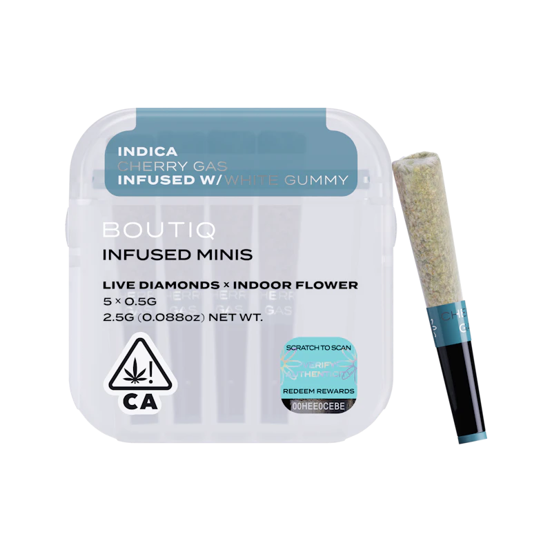 Boutiq Cherry Gas x White Gummy Diamonds · Infused Minis · 5pk, Infused Pre-Rolls