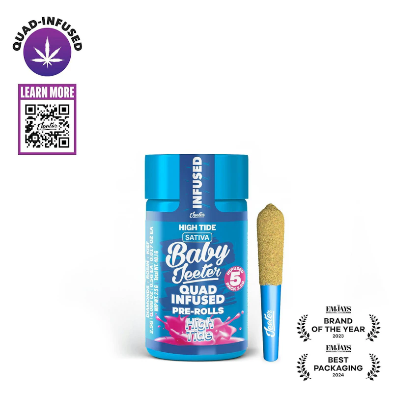 Jeeter High Tide · Quad-Infused Minis · 0.5g each · 5pk, Infused Pre-Rolls