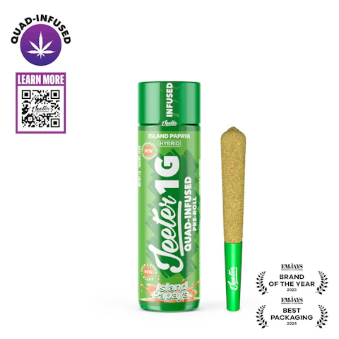 Jeeter Island Papaya · Quad-Infused Joint · 1g, Infused Pre-Rolls