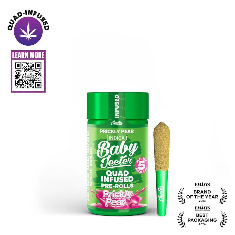 Jeeter Prickly Pear · Quad-Infused Minis · 0.5g each · 5pk, Infused Pre-Rolls
