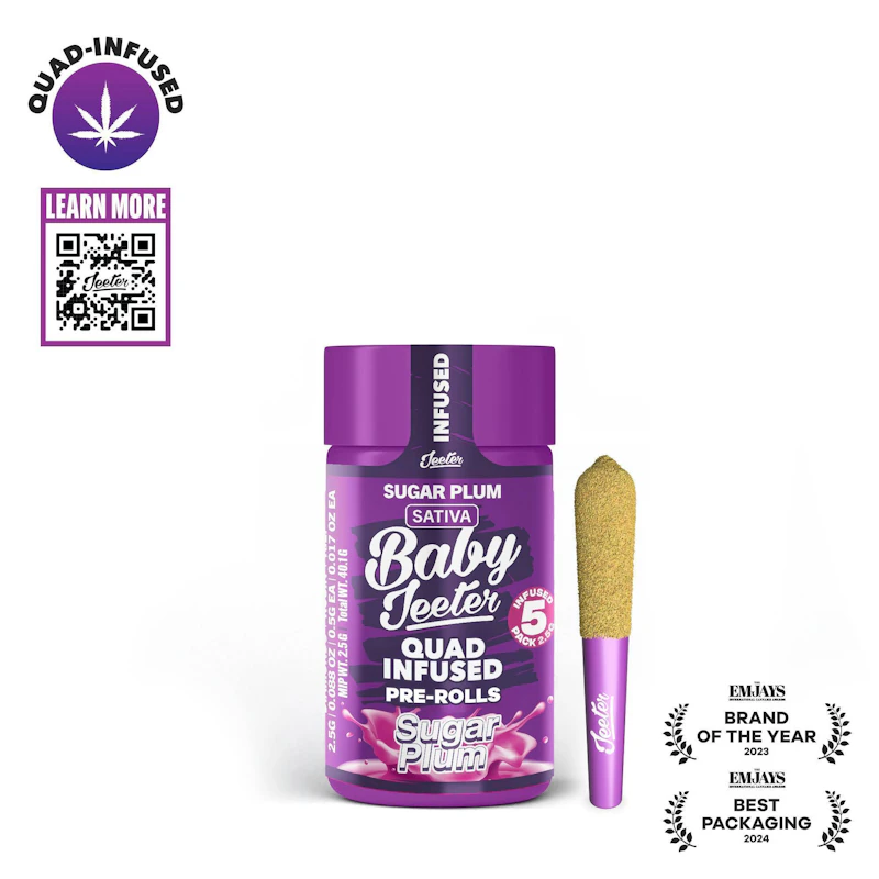 Jeeter Sugar Plum · Quad-Infused Minis · 0.5g each · 5pk, Infused Pre-Rolls