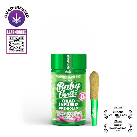 Jeeter Watermelon ZKZ · Quad-Infused Minis · 0.5g each · 5pk, Infused Pre-Rolls