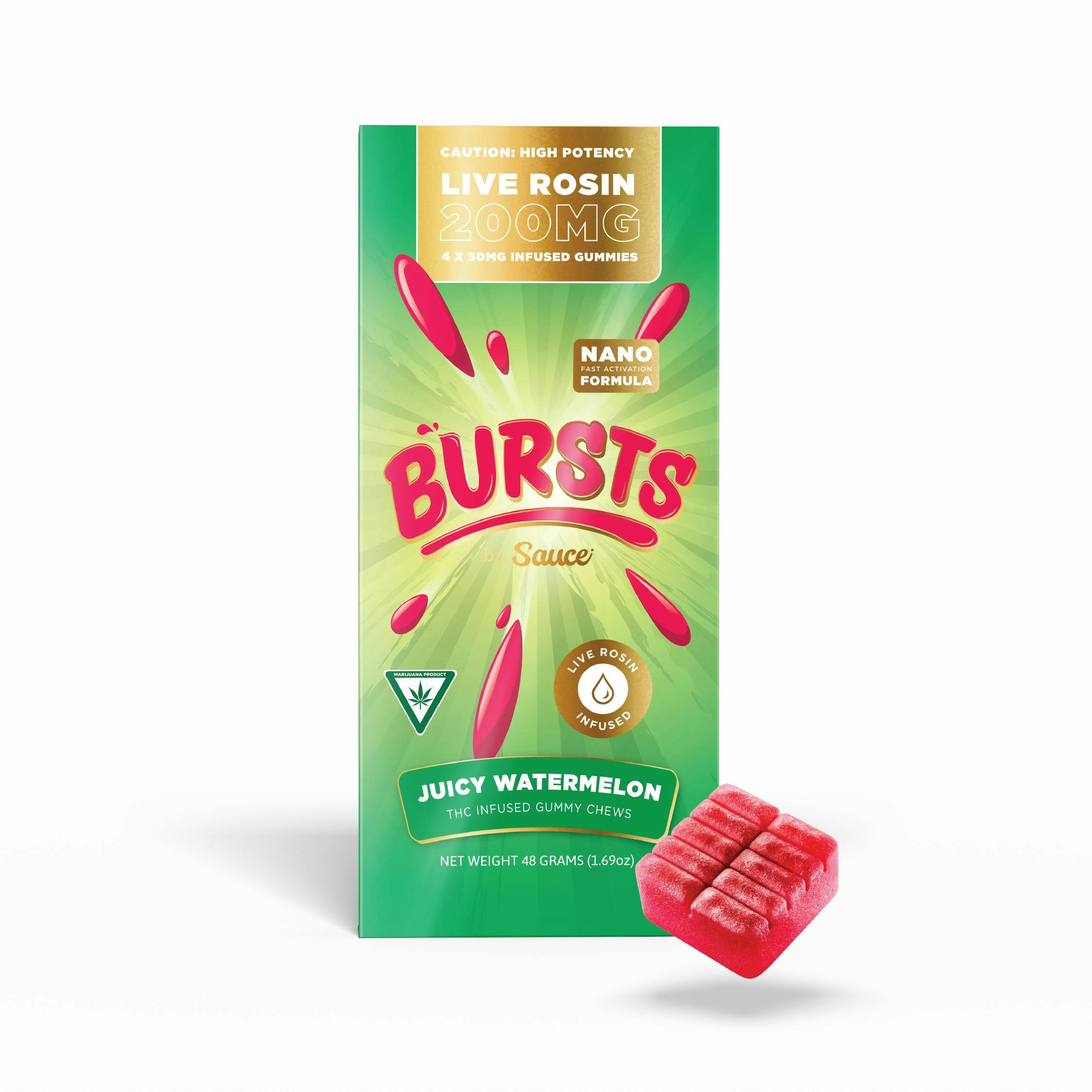 Sauce | Bursts | Juicy Watermelon | Live Rosin Gummies | 200mg