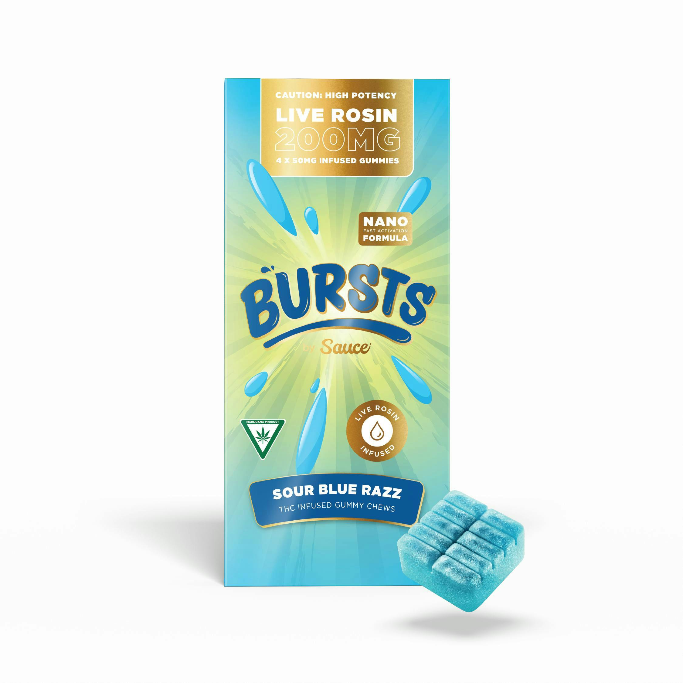 Sauce | Bursts | Sour Blue Razz | Live Rosin Gummies | 200mg