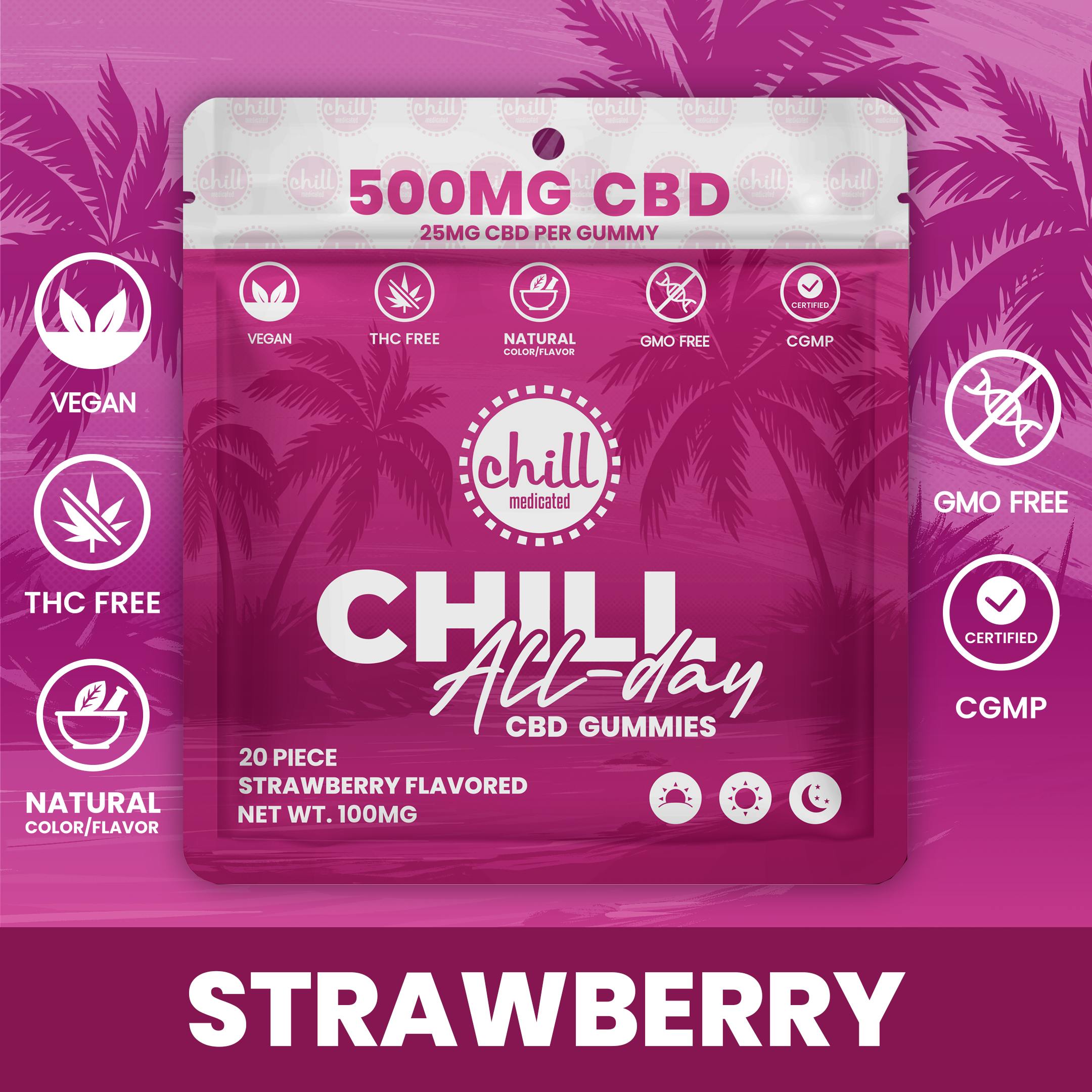 500mg CBD I Strawberry CBD Gummies I All Day