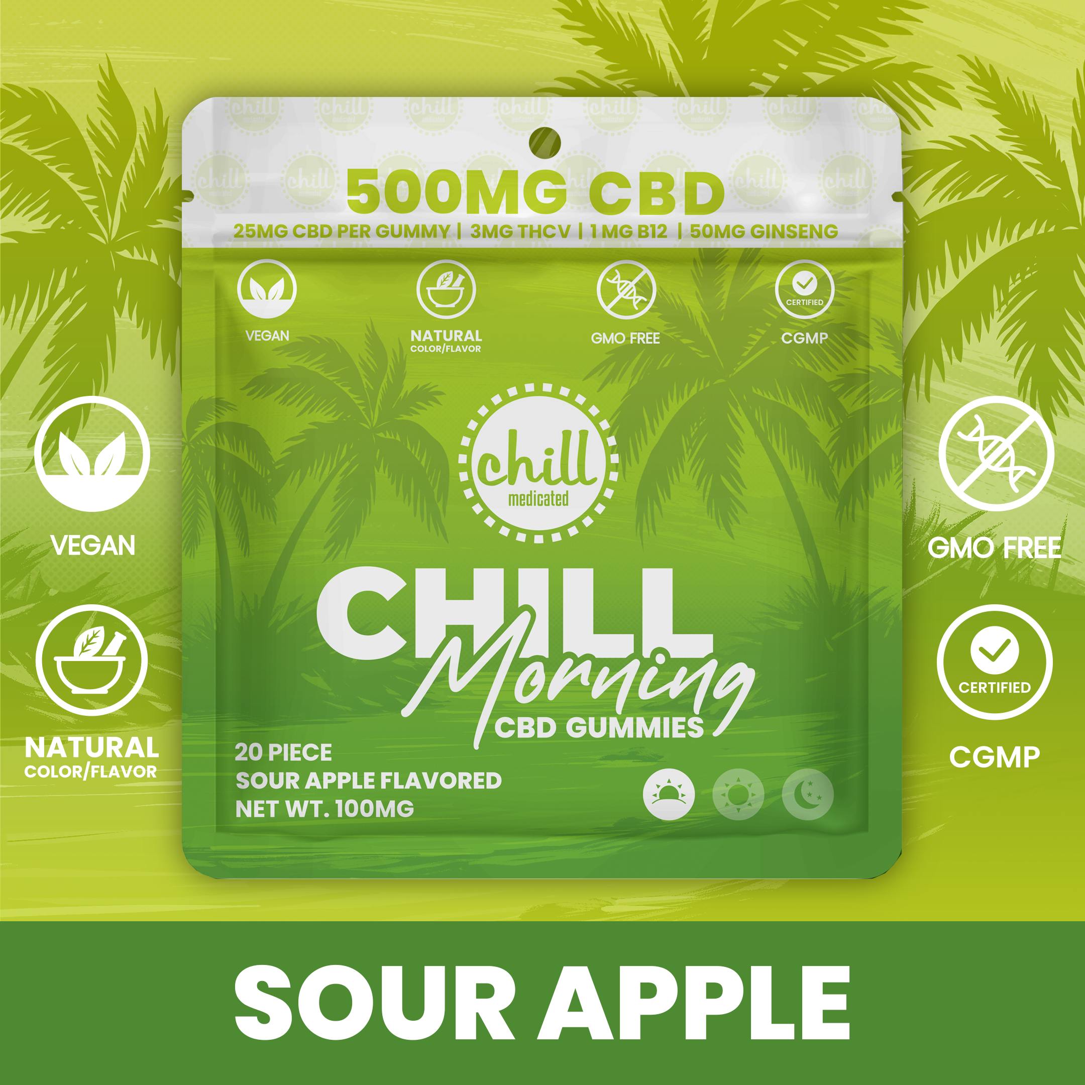 500mg CBD I Green Apple CBD Gummies I Morning