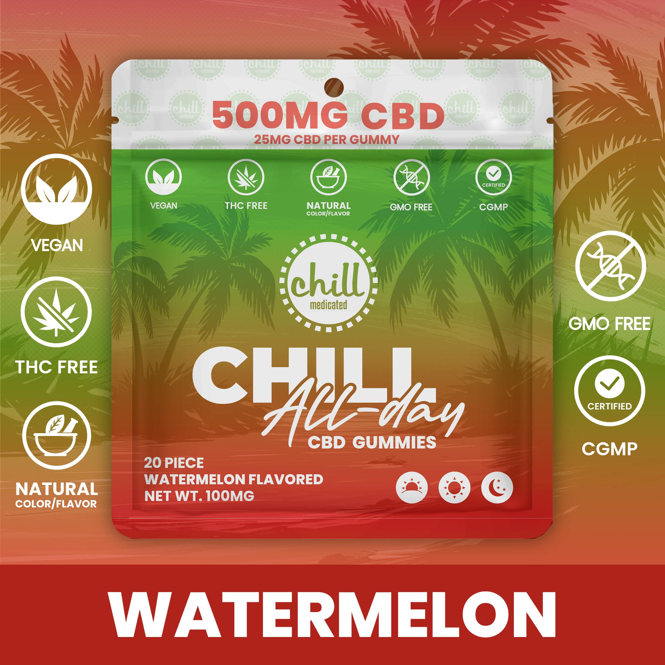 500mg CBD I Watermelon CBD Gummies I All Day
