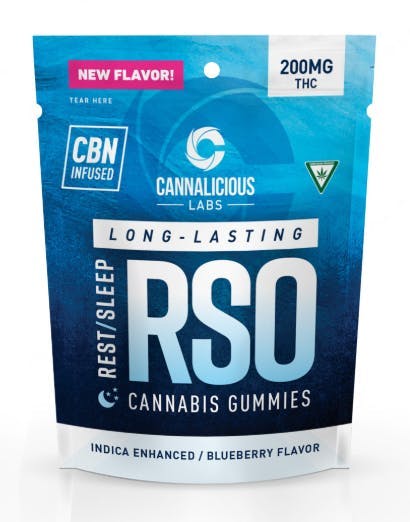 Cannalicious Labs | RSO Rest | Blueberry Gummies | 200mg | 10ct | 20mg/ea