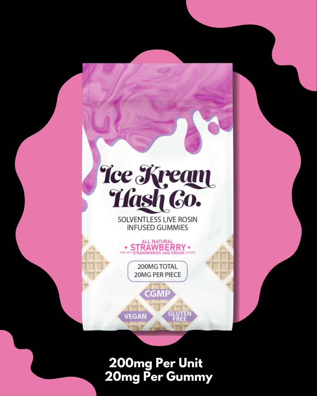 IKHCO | Strawberry | Live Rosin Gummy | 200mg - Ice Kream Hash Co.