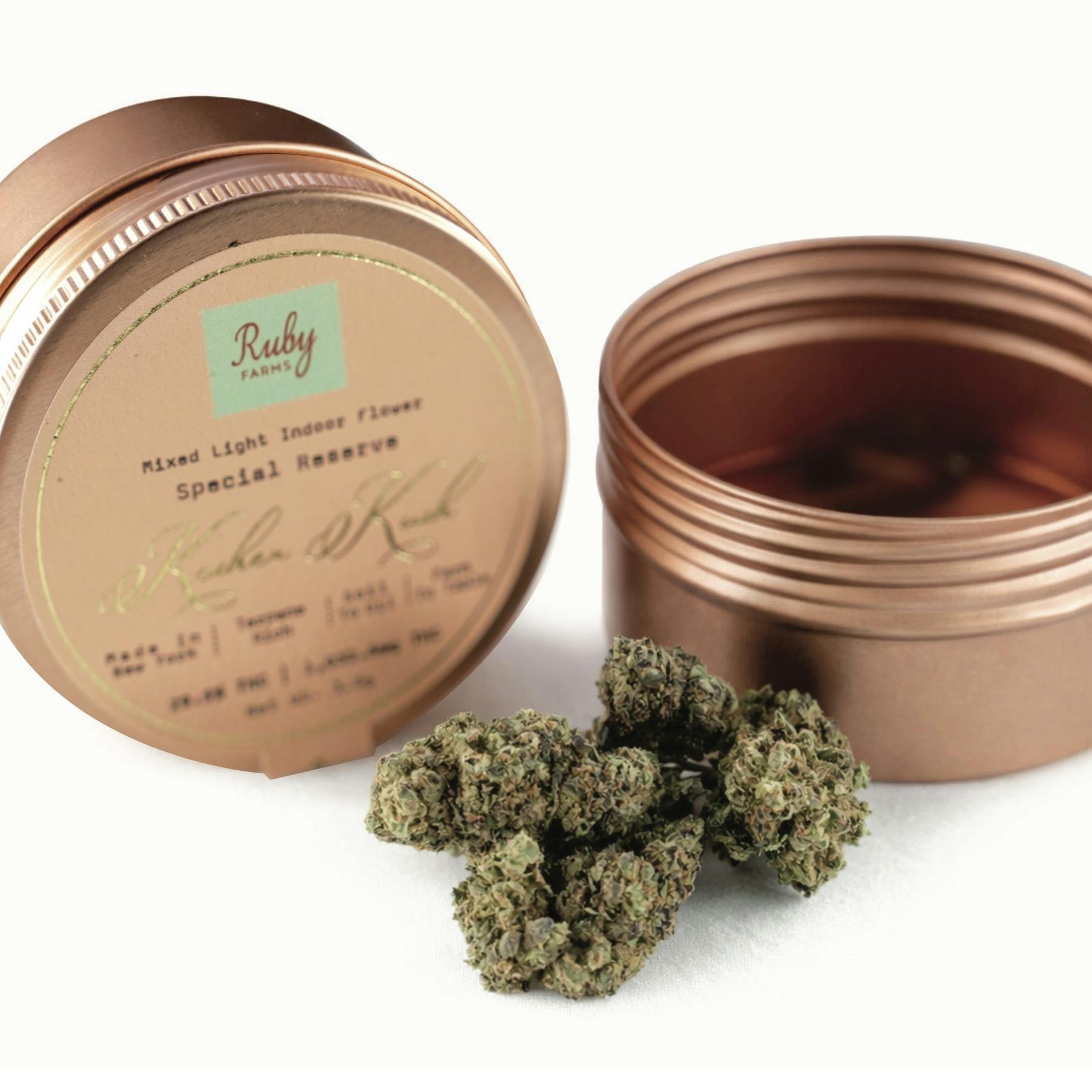 Ruby Flower | Kosher Kush | Indica | Net WT.3.5g (1/8th) by Ruby Farms
