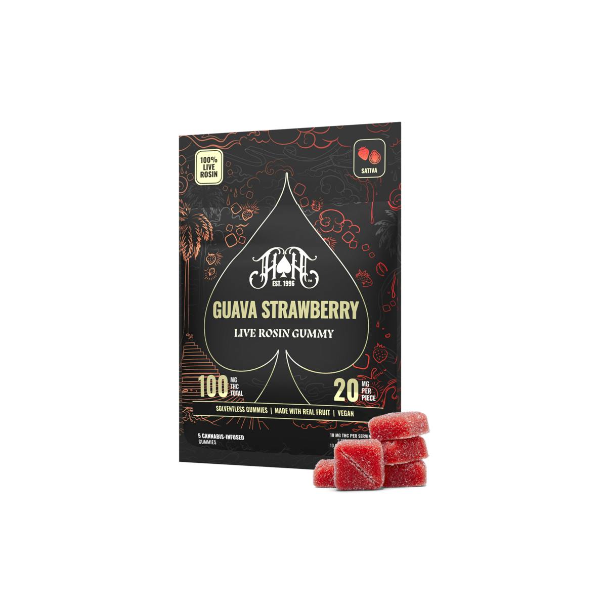 Guava Strawberry | Sativa - Live Rosin Gummies - 100mg