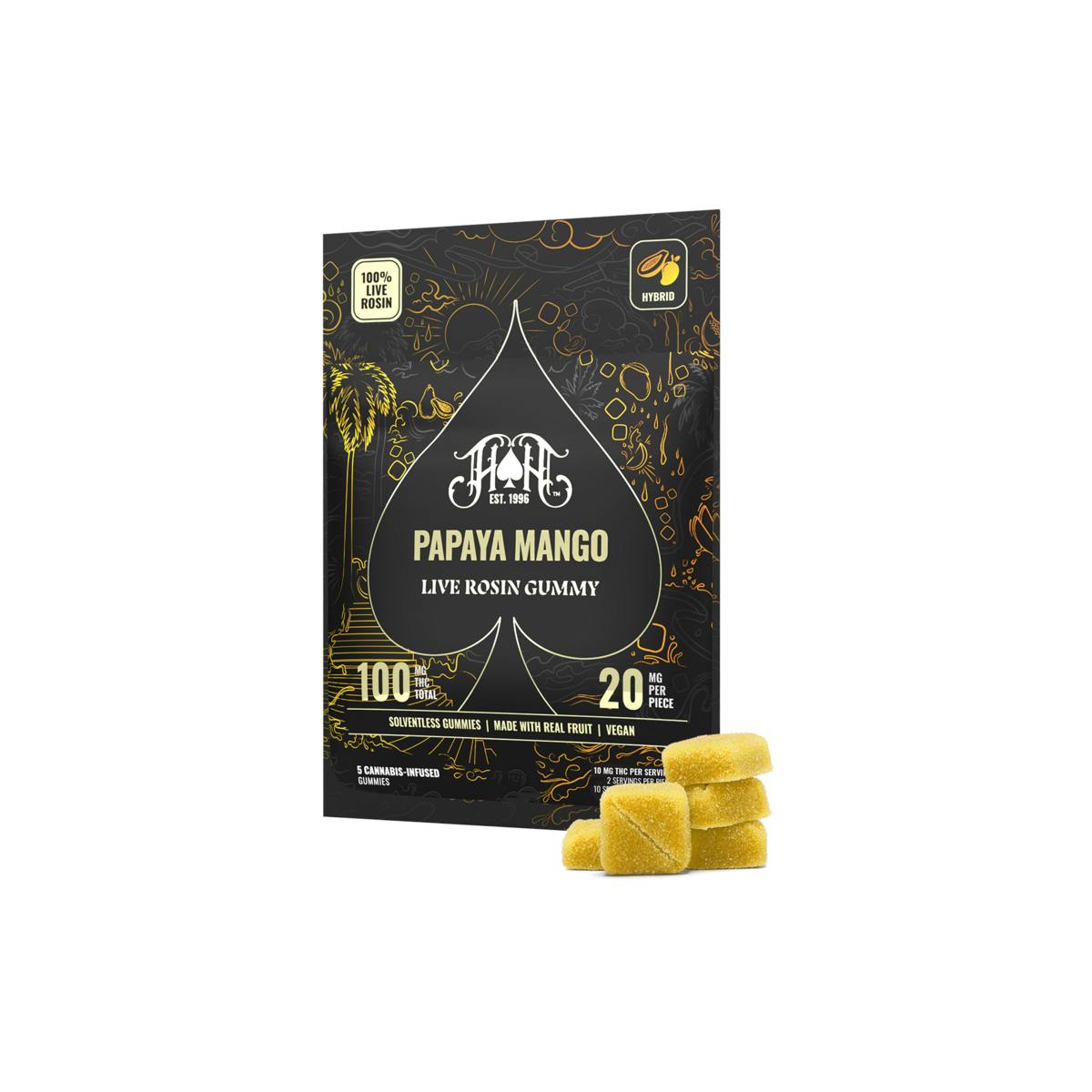Papaya Mango | Hybrid - Live Rosin Gummies - 100mg