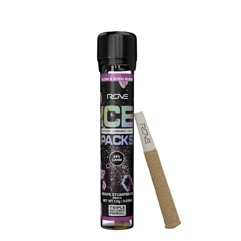 Rove Grape Stomper OG - Infused Ice Packs (Rosin, Hash, and Diamonds) 1g, Infused Pre-Rolls