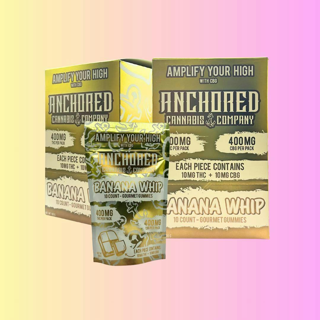 Anchored | Banana Whip Gummy (10ct) | 40 THC : 40 CBG