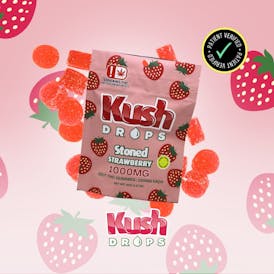Kush Drops | Stoned Strawberry Gummies | 1000mg THC